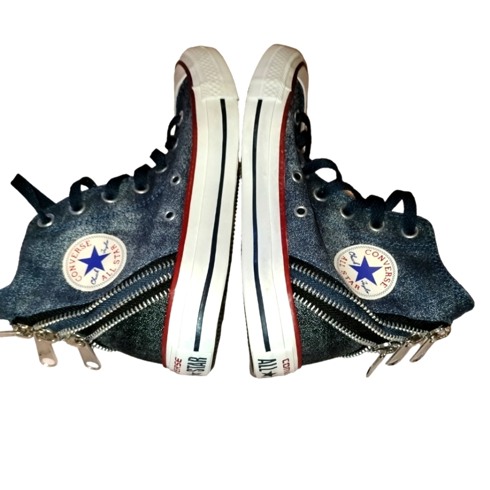 Converse Denim Blue and White Zipper High-Tops